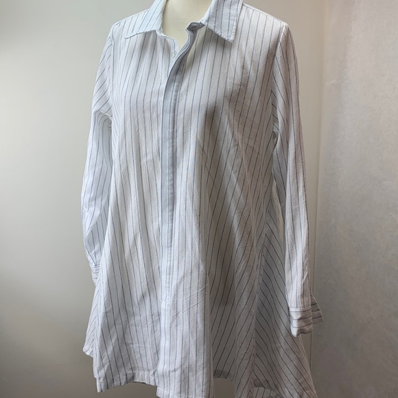 Love and Harmony white and blue striped button front tunic L - Picture 3 of 10